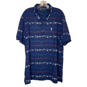 William Murray Golf Polo‎ Shirt Novelty Print Blue Short Sleeve XL Performance